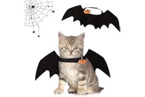 JIASHA Alas de murciélago para Mascotas, Alas de murciélago para Perros Alas para Mascotas de Halloween con 2 Campana de Calabaza Disfraz de Murciélago para Gatos,para Fiesta de Halloween (1)
