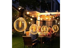 eisaro Catena Luminosa, G40LED Luci 11M IP45 Impermeabile 25+2 Lampadine di Ricambio Decorazione per Esterni/Interni-Natale/Giardino/Matrimonio/Festa/Caffè [Classe di efficienza energetica E]
