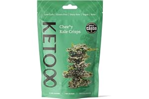 Cru8 Keto Raw-Chee*y-Kale-Crisps - All Natural Ingredients - Crunchy & Delicious - Low Carb, Keto, High Protein, Gluten, Grain, Dairy, Refined-Sugar Free Snack - (30g)