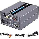 EASYCEL RCA S-Video auf HDMI Konverter, RCA Composite CVBS AV oder S-Video + R/L Audio Eingang zu HDMI Ausgang Upscale Konver