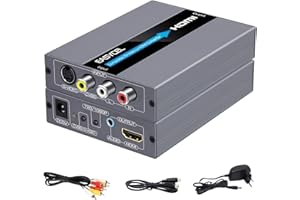 Easycel RCA S-Video vers HDMI Convertisseur RCA Composite CVBS AV ou S-Video + R/L Entrée audio vers HDMI Convertisseur Upscale Prise en charge 720P / 1080P Sortie pour N64, PS2, Wii, DVD