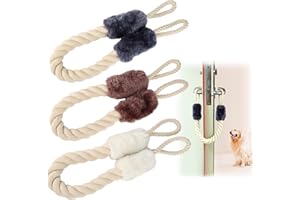 AILUYA 3 Stück Türstopper Klinke, Türstopper Klemmschutz, Baby Türsicherung Sicherheit, Baumwolle Türkordel Klemmschutz, Türklinken Stopper, Fenster Stopper für Haustier (Blau/Braun/Weiß)