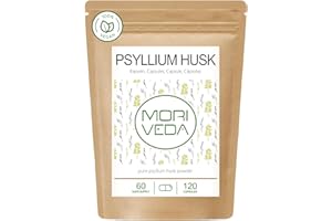 Psyllium husk capsules 100% poudre de psyllium husk - digestion intestinale détox - vegan et sans gluten - 120 capsules par MoriVeda