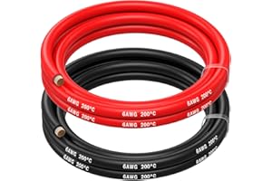 MMOBIEL Fil Électrique Câble en Cuivre Étamé - 2 Fils Séparés Rouge et Noir Chacun pour Drones, Imprimantes 3D, Batteries, Fils de Haut-parleurs, Bandes de Led (6 Awg, 1,5m)