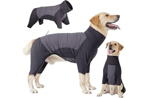 Dotoner Abrigo Perros de Patas Impermeable, Abrigos Perro de Invierno Chaqueta con Abertura para Arnés, Pijama para Razas Pequeñas, Medianas y Grandes