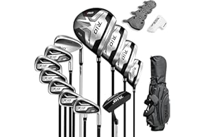 PGM Komplettes Golfschläger-Set für Herren, 12-teilig, 3 Holz (#1,3,5), 1 Hybrid (#4H), 6 Eisen (#5,6,7,8,9,PW), 1 Sandkeil (52°), 1 Putter