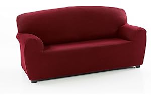 FAVERTI® Funda Sofá 3 plazas Elástica Universal de 180 a 220cm | Modelo Reale | Burdeos | Funda Protectora Sofá | Protector de Calidad de Tejido Jacquard Tacto algodón