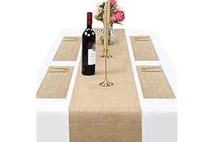 WINWILD Camino de Mesa rustico Vintage en Natural (Rollo, 40 cm x 10 m), Camino de Mesa en PVC DIY Mantel Individual Lavable y Antideslizante, Camino de Mesa en Lino Decoracion
