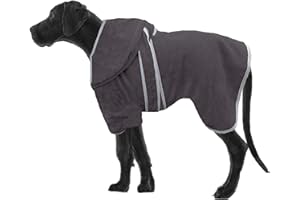 HOMELEVEL Hundebademantel Hundehandtuch - Handtuch für große und kleine Hunde - 100% Baumwolle - Bademantel weich bequem für Hund - mit Kapuze und Gürtel