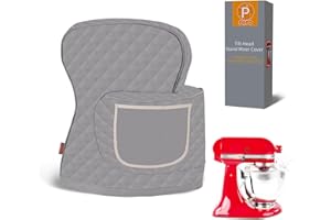PQPO Abdeckung für Standmixer, Kompatibel mit dem Kitchen Aid Mixer mit Kippkopf und Aufbewahrungsbeutel (Gery)