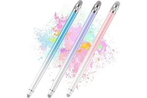 BOPOMOFO 3 lápices capacitivos para pantallas táctiles, lápiz capacitivo para iPhone/iPad/Tablet Android/Microsoft/Surface, compatible con todas las pantallas táctiles (morado/rosa/azul)