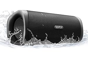EarFun Głośnik Bluetooth, przenośny głośnik UBOOM L 28 W, głośny dźwięk stereo, bogaty bas, wodoodporność IP67 i pyłoszczelność, podwójne parowanie, wbudowany mikrofon, niskie opóźnienie,