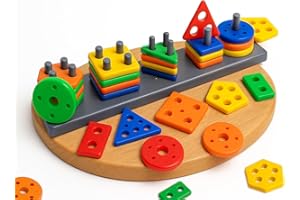 Novo Baby Smart Activity Fun&Learning Blocks Geometrics, Educational & Learning Sorter Toys, Color Choose Stacking Game for Kids Baby, 1 2 3+ Year Activity Toys (Geometric Block)