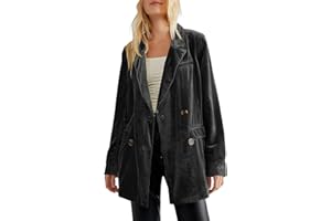 HANXIULIN Americana de terciopelo dorado para mujer, manga larga, simple, de negocios, oficina, chaqueta de traje, chaqueta larga y elegante, chaqueta de punto militar, blazer para mujer, traje para