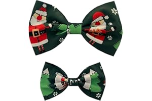 DOD.I_BOUTIQUE New Dogs Bow Tie Bowtie Merry Christmas SANTA Green Elastic Band attach COLLAR ACCESSORY Handmade UK (L)