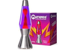 MATHMOS Astro Lava Lamp in Silver | UK Inventors of The 1963 Design Classic | Violet & Red Lava Lamps Handmade in Britain to The Highest Safety Standards