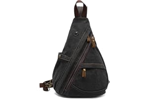 VARLIVOO Zaino Monospalla da Uomo Borse a Spalla Sling Bag Crossbody Bag Escursionismo Viaggio Pendolarismo Campeggio Ciclismo Alpinismo Scuola Tela Sling Backpack Nero