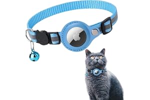 DAWOOWF Kołnierz dla kota z Airtagiem, Lokalizator Anti Smarriction dla zwierząt domowych, regulowany odblaskowy pasek do kołnierza dla kotów