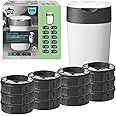 Tommee Tippee Twist and Click Nappy Bin Starter Set, 12x Refill Cassettes with Multilayer, Antibacterial Film, 100% Recycled Chassis, White (pack may vary)