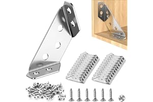 QINGHEC 20 Stück Eckverbinder Edelstahl Dreiecksstütze Winkelverbinder Möbelbau Winkel Metall Eckwinkel, Möbelwinkel Metallwinkel, Dreieck Form Ecke Klammer mit Schraube für Holz Möbel Schrank Tisch Stuhl