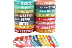 Fenglin-joy Motivationsarmbänder auf Deutsch, 24 Stück 20,2 cm Motivierendes Silikonarmband Silikonarmband Kinder Silikon Armbänder für Kollegen Teenager Party