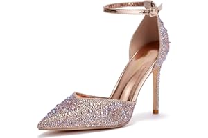 Zhabtuc Escarpins à Talon Aiguille pour Femmes Talons Hauts en Strass 10 CM/3,94 Pouces Chaussures à Talons Sexy à Paillettes Talons pour Fête Talons de Mariée à Bout Pointu