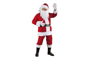 Rubies Disfraz Papa Noel Deluxe para adultos, Traje completo y barba, Talla única, Oficial Navidad, celebraciones y fiestas