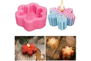 YINGBIAO Snowflake Candle Moulds, 3D Candle Silicone Moulds, Soy Wax Beeswax Aromatherapy Soap Making Chocolate Baking Molds for Birthday Wedding Party Handmade Gift DIY Craft Decorations