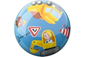 HABA Kinderball Baustelle – Spielball ab 2 Jahren für drinnen & draußen – Fördert Motorik & Koordination – Robustes Material mit Ventil – 14cm Durchmesser – 2012750001