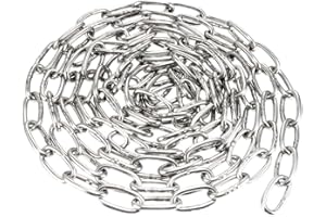 sourcing map Stainless Steel 304 Hardened Proof Coil Chain 1.5m Length 2mm Thickness Zinc Plated