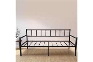 Dreamzie Struttura Letto Singolo - Letto Divano 92x212 cm - Divano Letto Doghe Per le Matelas 90x200 cm - Letto Divano Cameretta Singolo - Struttura in Metallo Nero