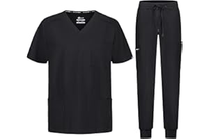 B-well MATTEO Uniforme Médicale Homme Ensemble: Haut et Pantalons Jogger + Blouse Medicale Homme - Vêtement Médical avec élasthanne