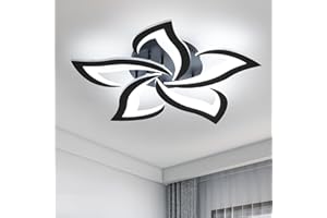 Riserva Plafonnier Led Moderne, 60W Créatif Pétales Design Plafonnier, Lumière Blanche Froide 6500K Lampe de Plafond en Acrylique, pour Salon Chambre à Coucher étude Diamètre 60cm, Noir