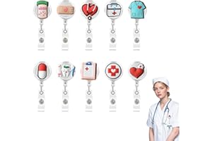 CJMUQHEHH 10 Porta Badge Infermiera Porta Badge Retrattile per Infermiere, Gadget Infermieri Portabadge Infermieristica, Infermiere Accessori con Clip, Portabadge Infermieristica Regali per Infermiere Medico