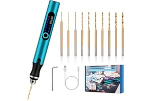 Uolor 3-Gang-Elektro-Mini-Bohrstift, Wiederaufladbare DIY Handbohrer Elektrisch, Mini Bohrmaschine mit 10 kleine Bohrer, Mini Bohrer Set für Harz Schmuckherstellung Kunststoff Holz Leiterplatte Leder