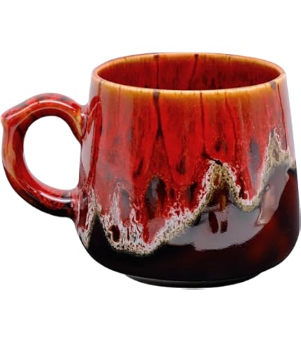 Keramische mokken, koffiemok, 450 ml retro grote mok, geometrisch patroon keramische beker met handvat, magnetronbeker, for haver, melk, koffie, thee-d (Color : B Keramische mokken, koffiemok, 450 ml retro grote mok, geometrisch patroon keramische beker met handvat, magnetronbeker, for haver, melk, koffie, thee-d (Color : B