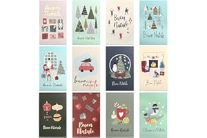 Kesote 24 Biglietti Auguri Natale, Biglietto Auguri Natale, Biglietti Auguri Natale Piccoli, Biglietti Natale con Busta, 12 Modelli con Disegni di Fiori 24 Biglietti + 24 Buste