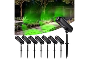 T-SUN 8 Piezas Luces Solares, Verde Foco Solar Exterior, Luz Solar Exterior Impermeable IP65, ángulo de 360° Ajustable, Lámparas Solares para Patio, Caminos, Suelo, Piscina, Césped