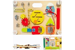 Smartwo Doppelseitiges Busy Board ab 2 Jahre aus Holz, Activity Board für Kleinkinder 1-3 Jahre mit 20 Lernaktivitäten, Baby Sensorisches Motorikbrett, Montessori Spielzeug für Vorschuler