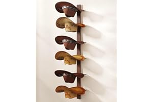 TIPSYTREE Cowboy Hat Holder, Cowboy Hat Rack for Wall Holds up to 6 Hats, Wooden & Metal Rustic Hat Racks Western Decor Wall Storage Hat Holder Organizer for Hat Racks Room
