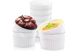 Lot de 12 coupelles/terrines en céramique de 9 cm - Marque ToCi - Pour crème brûlée, soufflé au chocolat, etc Lot de 12 Blanc.