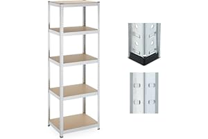 ‎RELAXDAYS Relaxdays Regał do dużych obciążeń, wys. x szer. x gł.: 180 x 60 x 45 cm, 500 kg, stal ocynkowana, regał magazynowy do piwnicy, garażu, do wtykania, srebrny