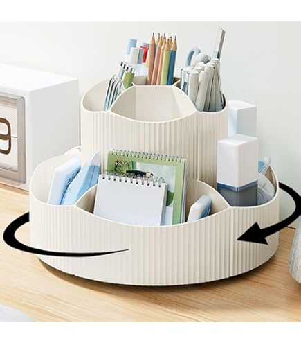 Portapenne Girevole HEKOBAG A 360° - 5 Scomparti, Design Blu, Per Scrivania, Ufficio E Trucco - Foto 9