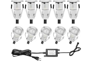 QACA 10 Kit Mini Spot Exterieur Led Encastrable 0.4W/DC12V Etanche IP67 Luminaire Exterieur Décoration pour Terrasse, Patio,Escalier,Chemin,Jardin (Bleu)