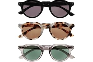OPULIZE RIO - Lunettes de Lecture Solaires - Lot de 3 - Monture Plate - Protection UV400 - Noir, Écaille Tortue Marron, Gris - Hommes Femmes - SSS53-127- +2.50