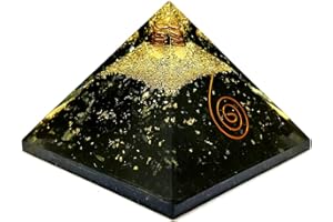 Real Crystal Pyramides d'orgonite - Cristaux métaphysiques en tourmaline noire (70-80 mm) avec guide des chakras