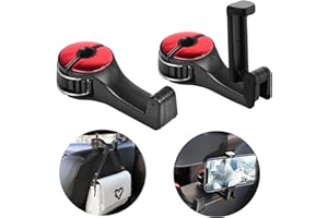 KEELYY 2 Stück Auto Kopfstützen Haken, 360°Drehung Haken für Autositze, 2 in 1 Autositz Haken Halter, Kopfstützenhalterung Auto Haken für Tasche, Lebensmittel, Handy, Kleiner Gegenstand