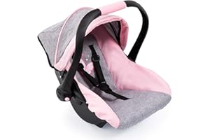 ‎BAYER DESIGN Bayer Design 67933AA Puppen-Autositz EasyGo, Puppenzubehör, passend zu Vario-Puppenwagen, mit Abdeckung, 46 cm, Jeans-grau, Rosa