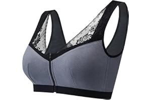 ANRIO Frontreißverschluss Mastektomie BHS Für Frauen Post Chirurgie Komfort Baumwolle Mit Tasche Für Prothese Silikon Brust Form (Color : Gray, Size : M/Medium)