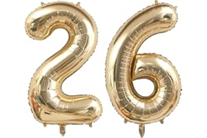 CHANGZHONG 40 inch Light Gold Number 26 Balloons 26th Birthday Balloon White Gold Number Balloon Champagne Gold Balloons Birthday Wedding Party digital Decorations (Number 26 or 62)